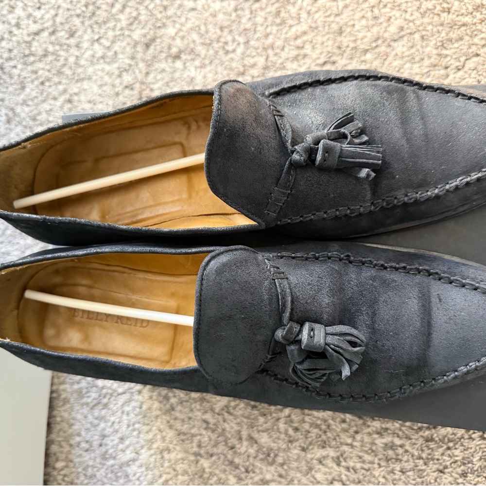 Billy Reid Dark Leather Men's Loafers - Picture 2 of 4